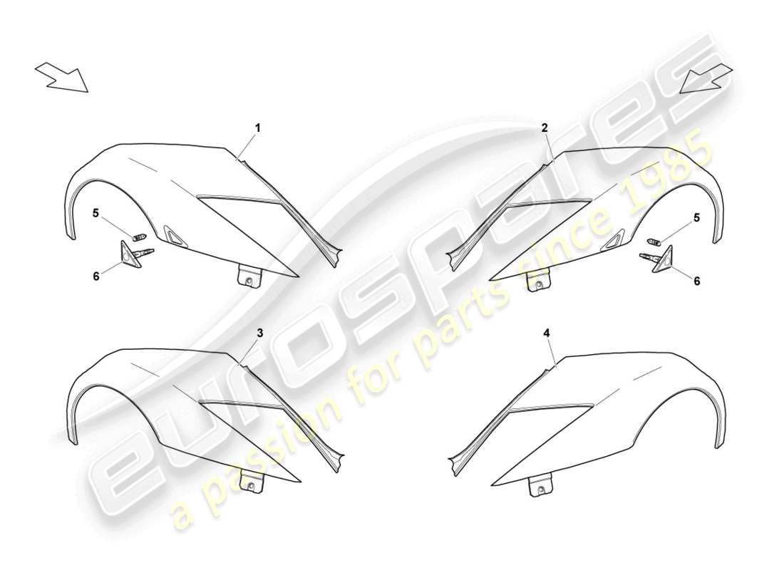 lamborghini lp640 coupe (2008) ala delantera diagrama de piezas