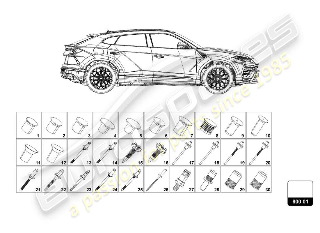 lamborghini urus s (2024) montaje para carrocería esquema de piezas