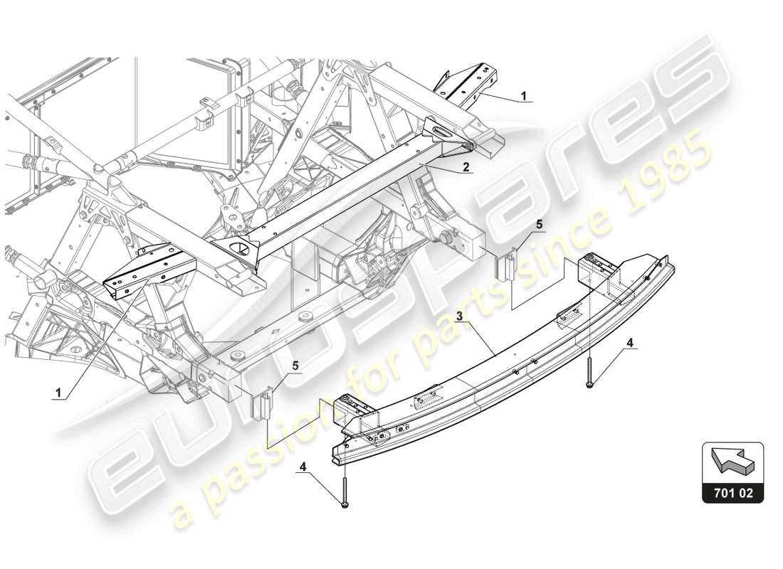 lamborghini gt3 evo (2018) diagrama de piezas del marco trasero