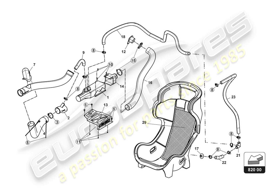 lamborghini 2018 (gt3 evo) diagrama de piezas de aire acondicionado