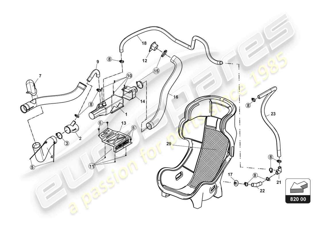 lamborghini gt3 evo (2018) diagrama de piezas de aire acondicionado