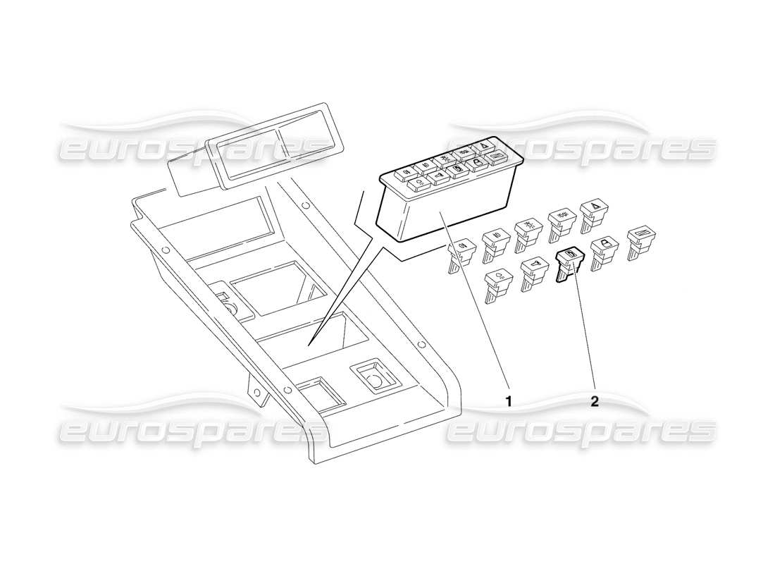 lamborghini diablo se30 (1995) diagrama de piezas de instrumentos del panel del túnel (válido para canadá: 1995 de enero)