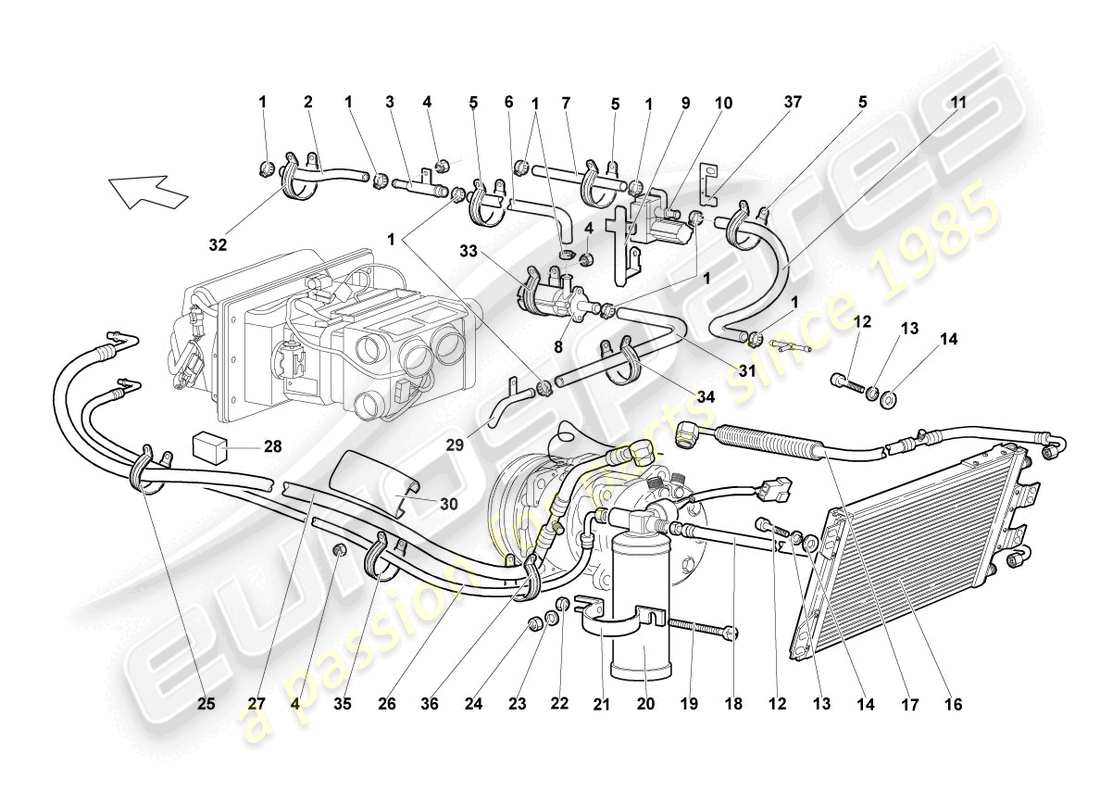 lamborghini reventon condensador de a/c diagrama de piezas