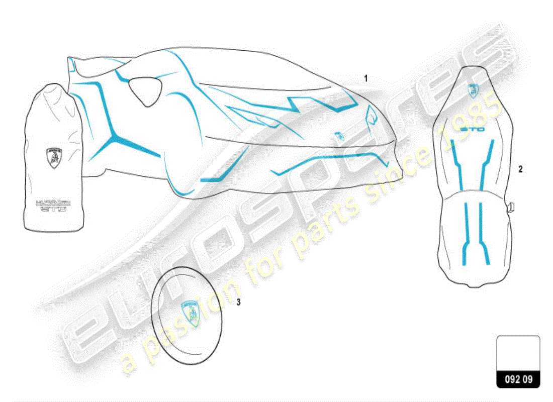 lamborghini huracan sto (accessories) diagrama de piezas del juego de protector