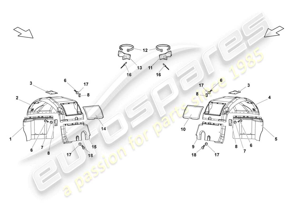 lamborghini reventon forro de rueda delantera diagrama de pieza