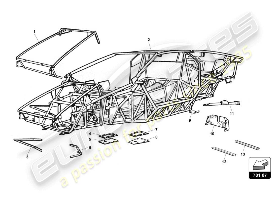 lamborghini countach 25th anniversary (1989) marco diagrama de piezas