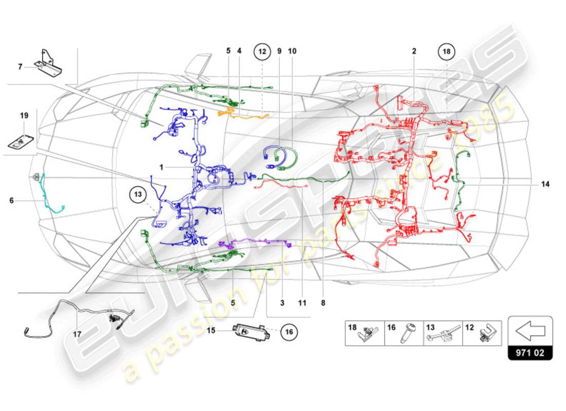 lamborghini 2022 (ultimae) telares de cableado diagrama de piezas