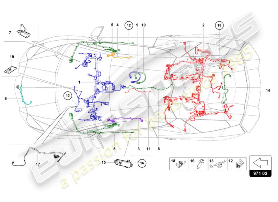 lamborghini ultimae (2022) telares de cableado diagrama de piezas