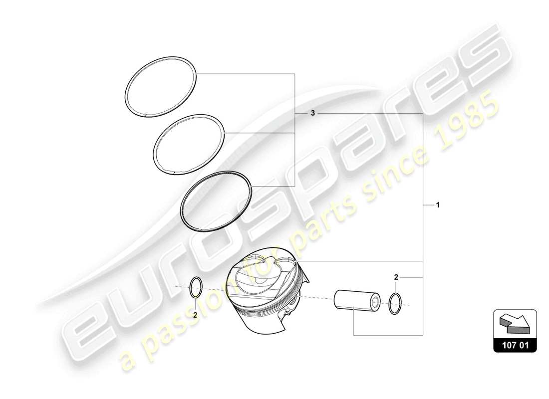 lamborghini evo coupe (2023) diagrama de pieza pistón completo