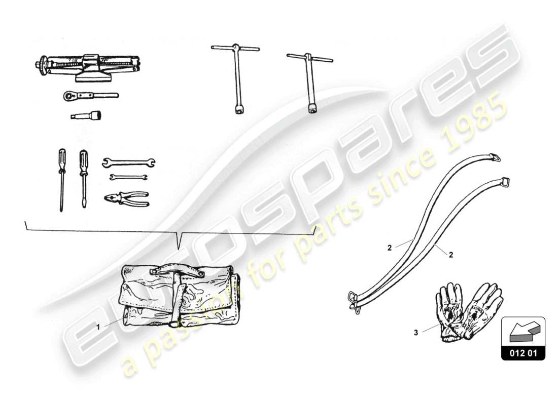 lamborghini countach 25th anniversary (1989) accesorios diagrama de piezas