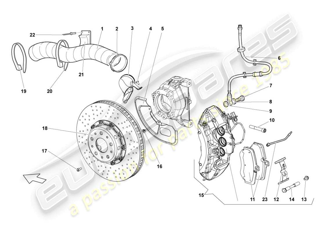lamborghini reventon disc brake front diagrama de piezas
