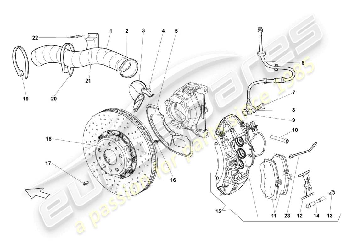 lamborghini reventon diagrama de pieza del freno de disco delantero