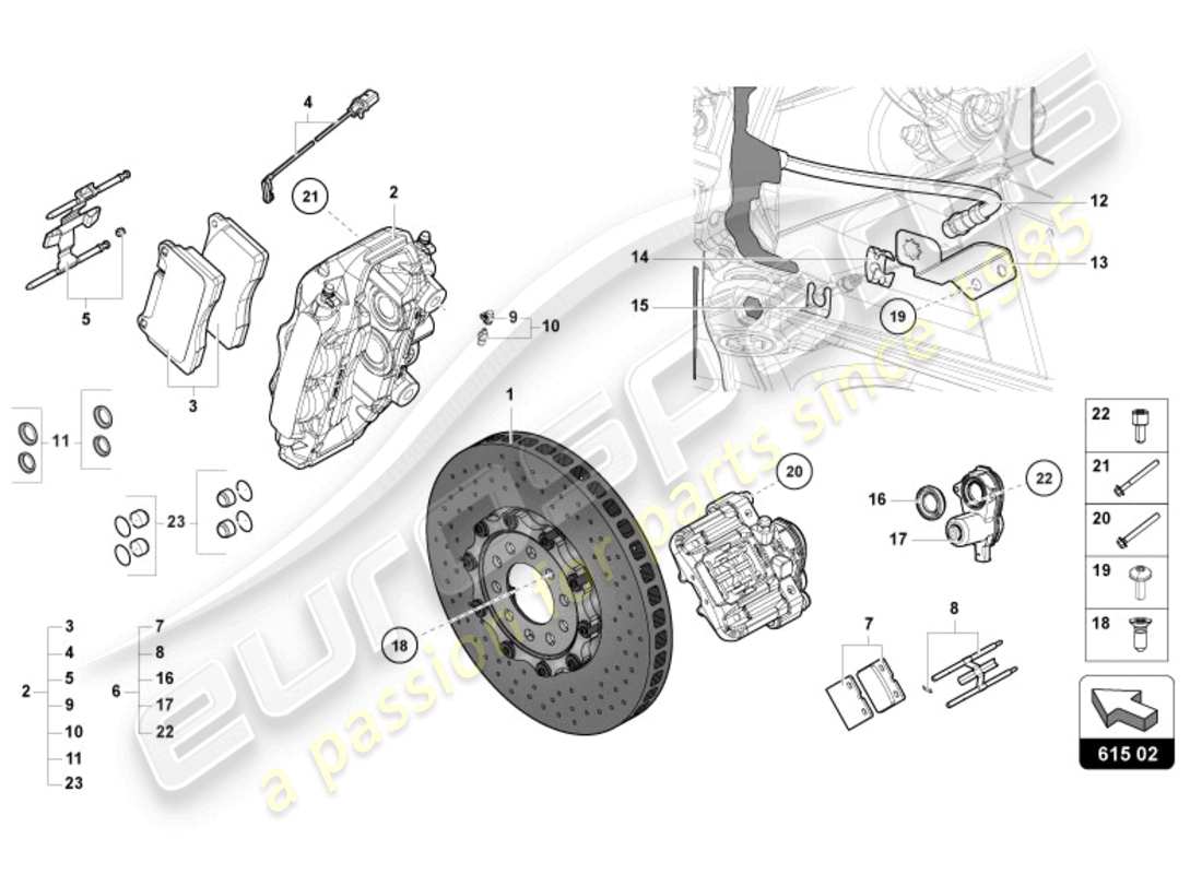 lamborghini ultimae (2022) diagrama de piezas del disco de freno trasero