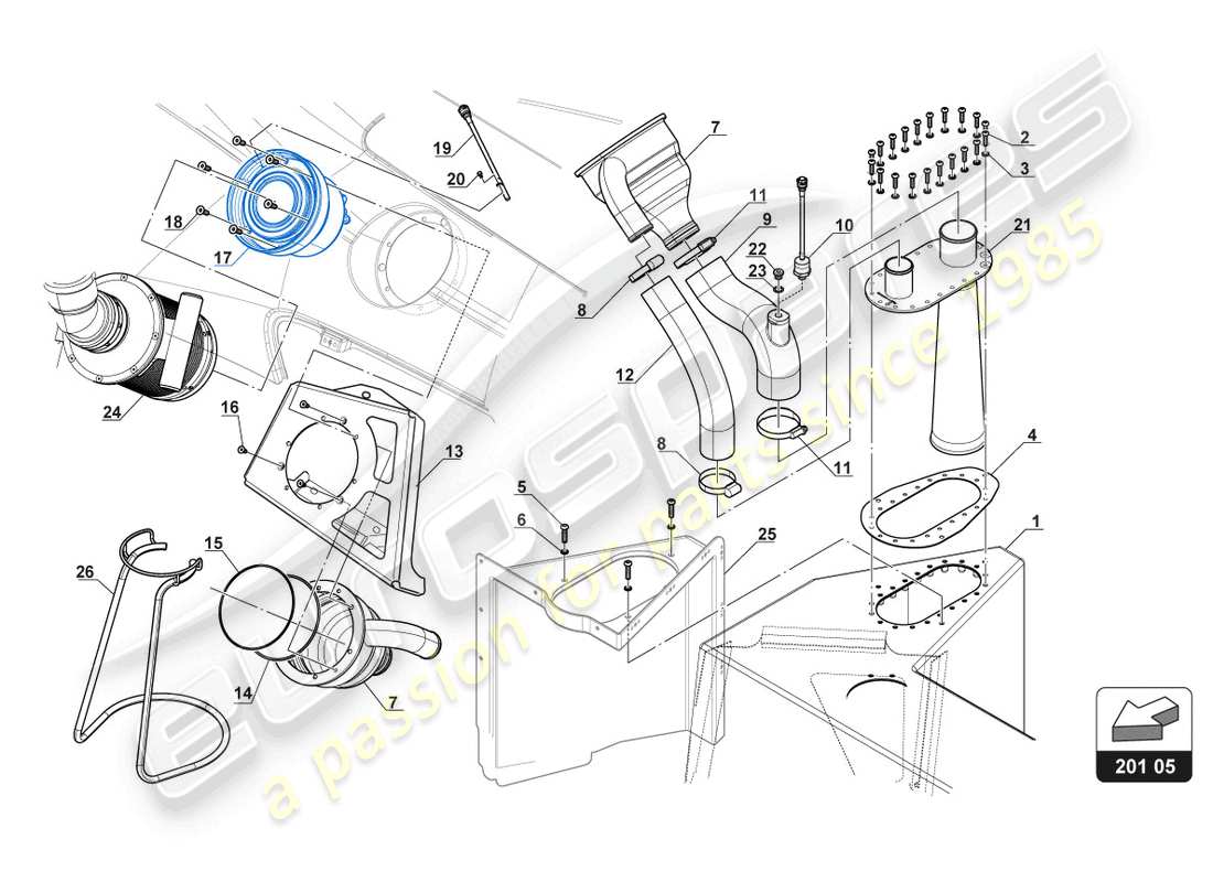 lamborghini gt3 evo (2018) diagrama de pieza repostaje del lado derecho