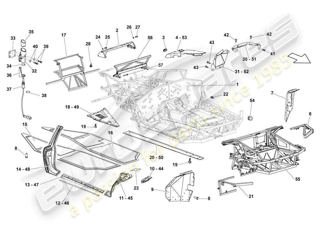 lamborghini reventon diagrama de piezas del marco