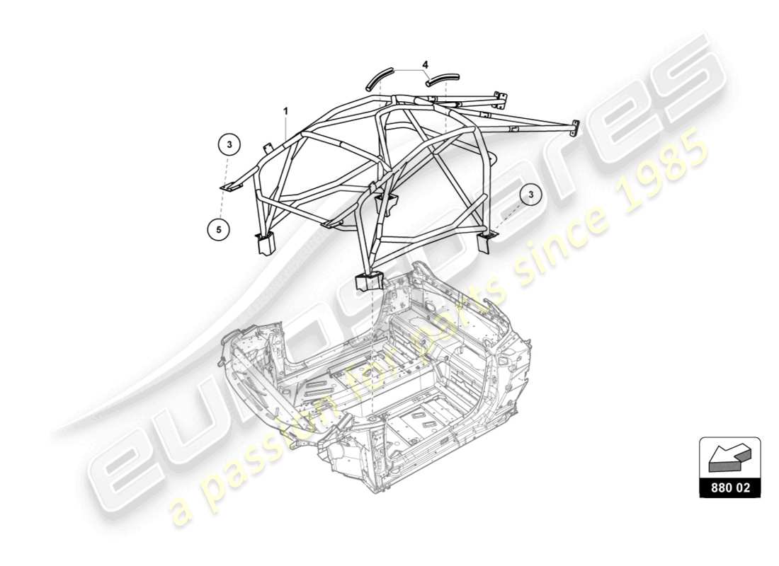 lamborghini super trofeo evo (2018) diagrama de piezas de la jaula enrollable