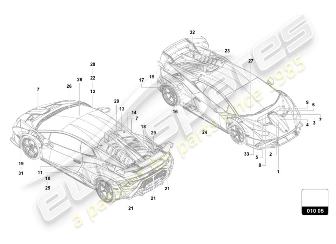 lamborghini 2024 (sto) inscripciones/letras diagrama de piezas