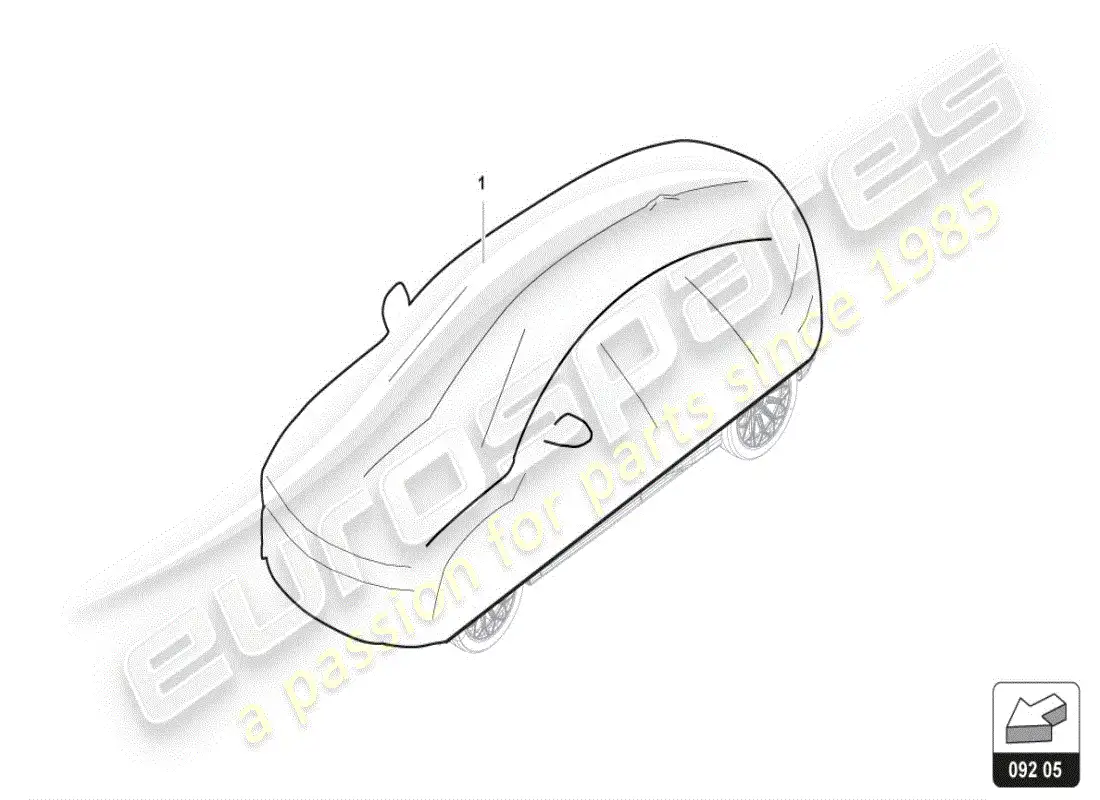 lamborghini urus (accessories) cubierta para coche diagrama de piezas