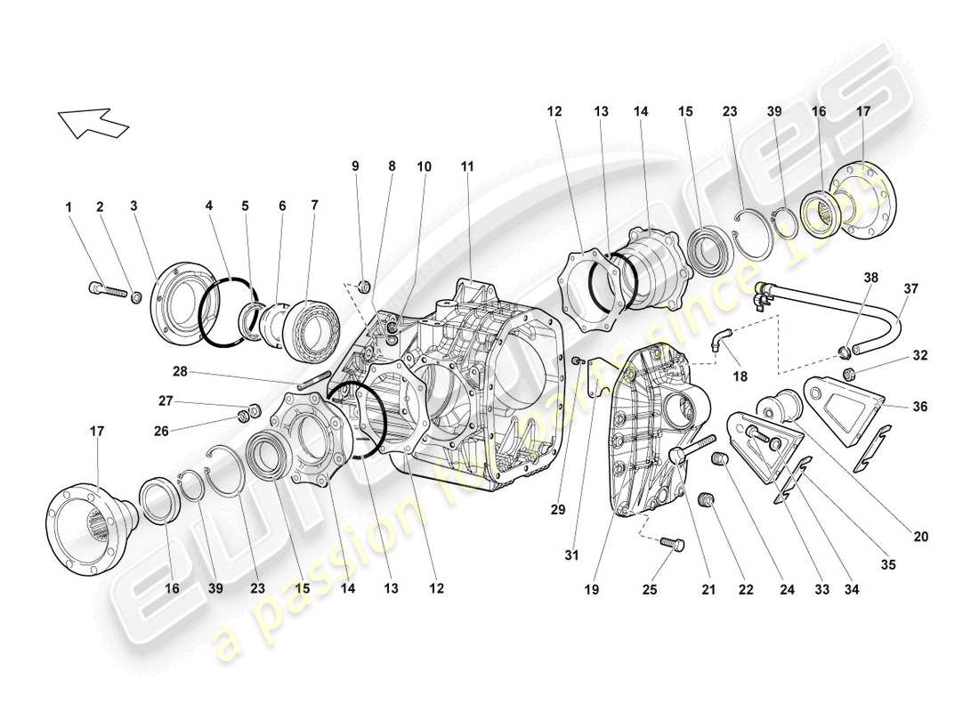 lamborghini lp640 coupe (2009) carcasa para diferencial diagrama de pieza