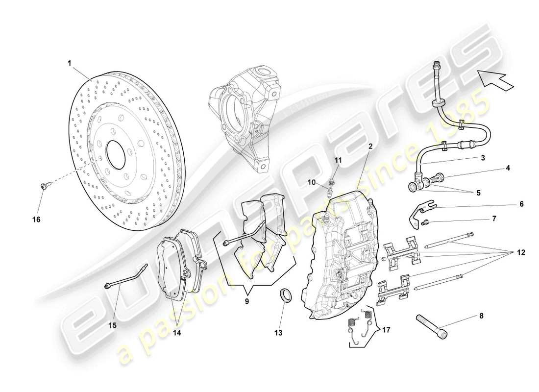 lamborghini gallardo spyder (2006) diagrama de pieza del freno de disco delantero