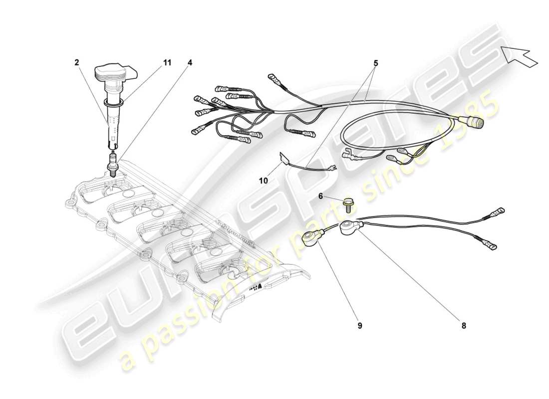 lamborghini gallardo spyder (2006) diagrama de piezas de la bujía