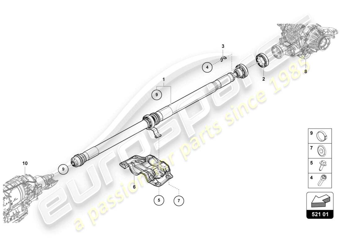 lamborghini urus (2020) diagrama de piezas del eje de transmisión