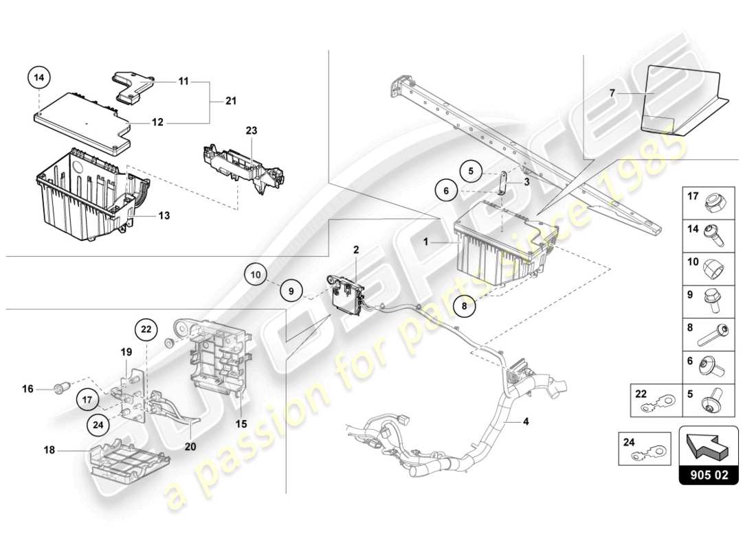 lamborghini countach lpi 800-4 (2022) electricidad central diagrama de piezas