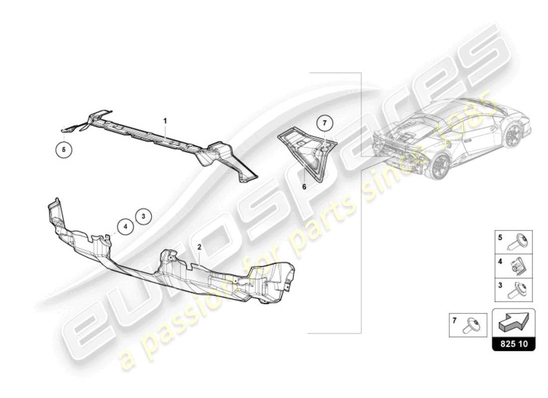 lamborghini tecnica (2024) diagrama de piezas del escudo térmico