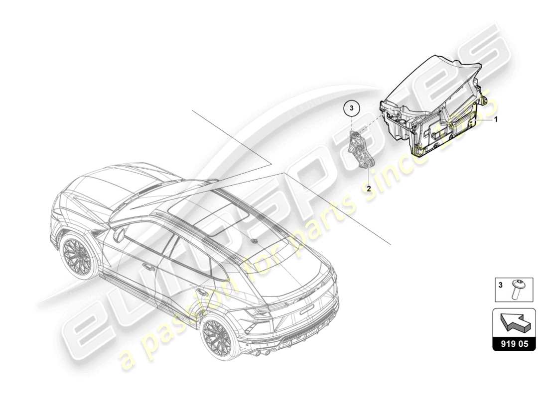 lamborghini urus (2020) unidad de control para proyección de parabrisas (head-up-display) diagrama de piezas