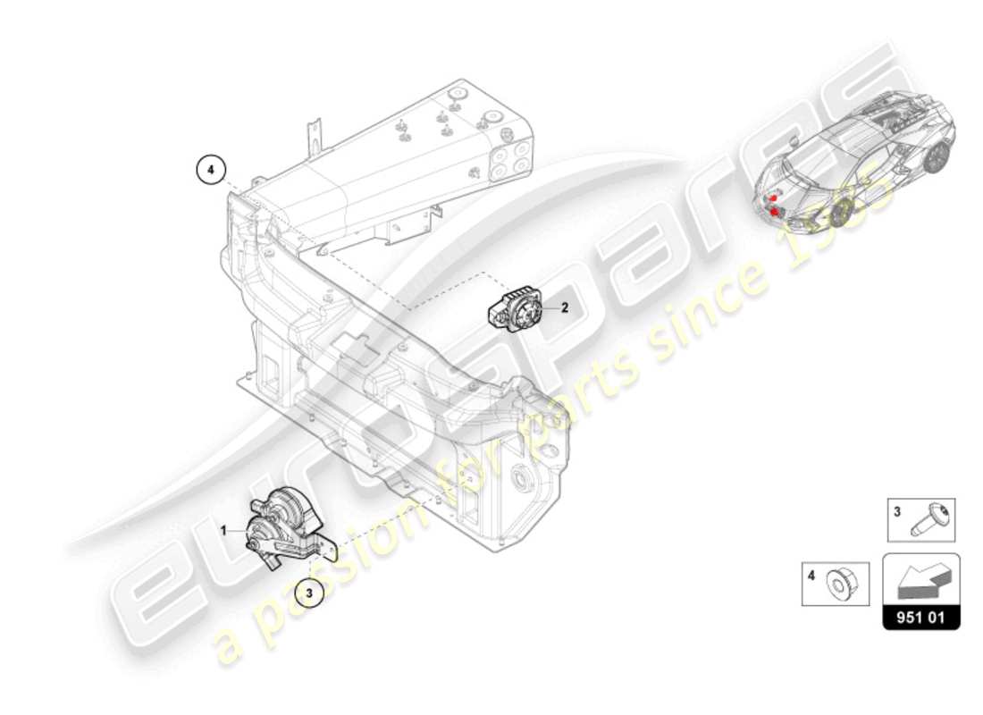 lamborghini revuelto coupe (2024) bocina de señal diagrama de piezas