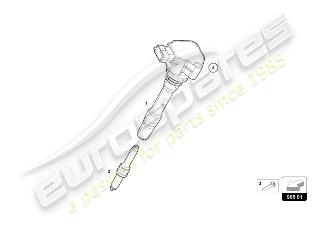 lamborghini revuelto coupe (2024) bobina de encendido con conector de bujía diagrama de piezas