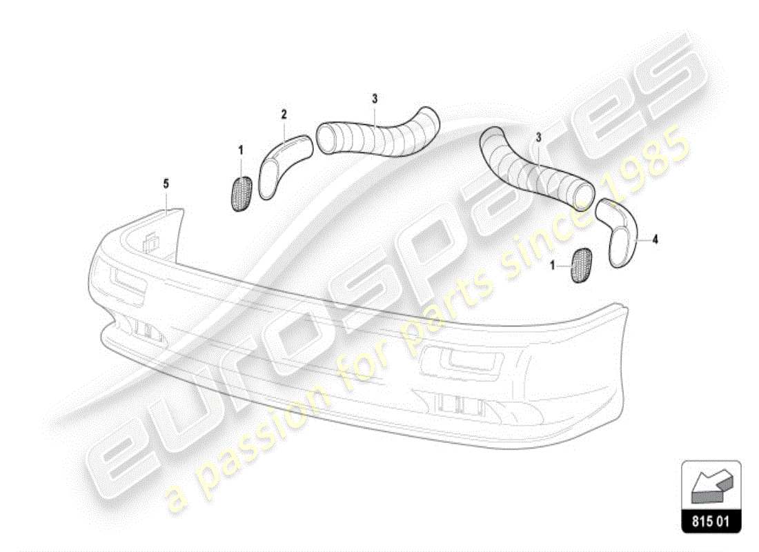 lamborghini diablo vt (1997) diagrama de piezas de cartón del conducto de aire delantero