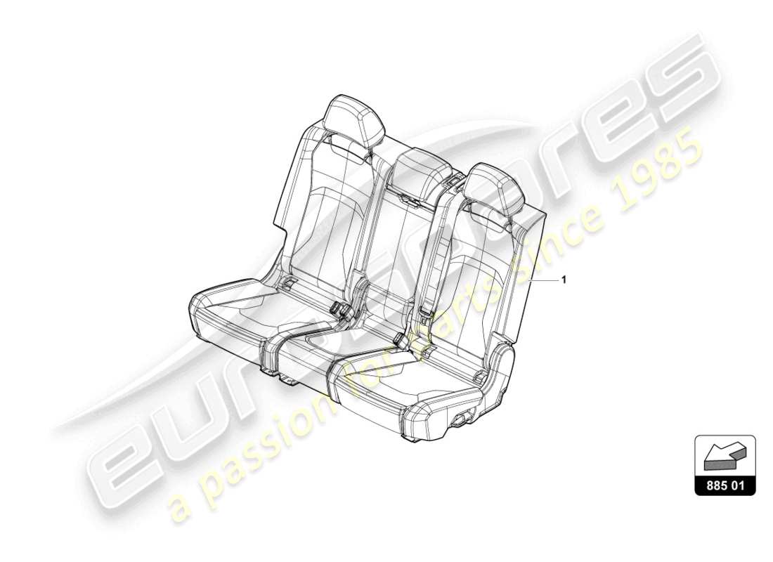 lamborghini urus (2021) banco con respaldo y cabeza esquema de piezas