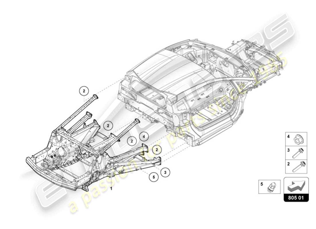 lamborghini revuelto coupe (2024) chasis trasero diagrama de piezas