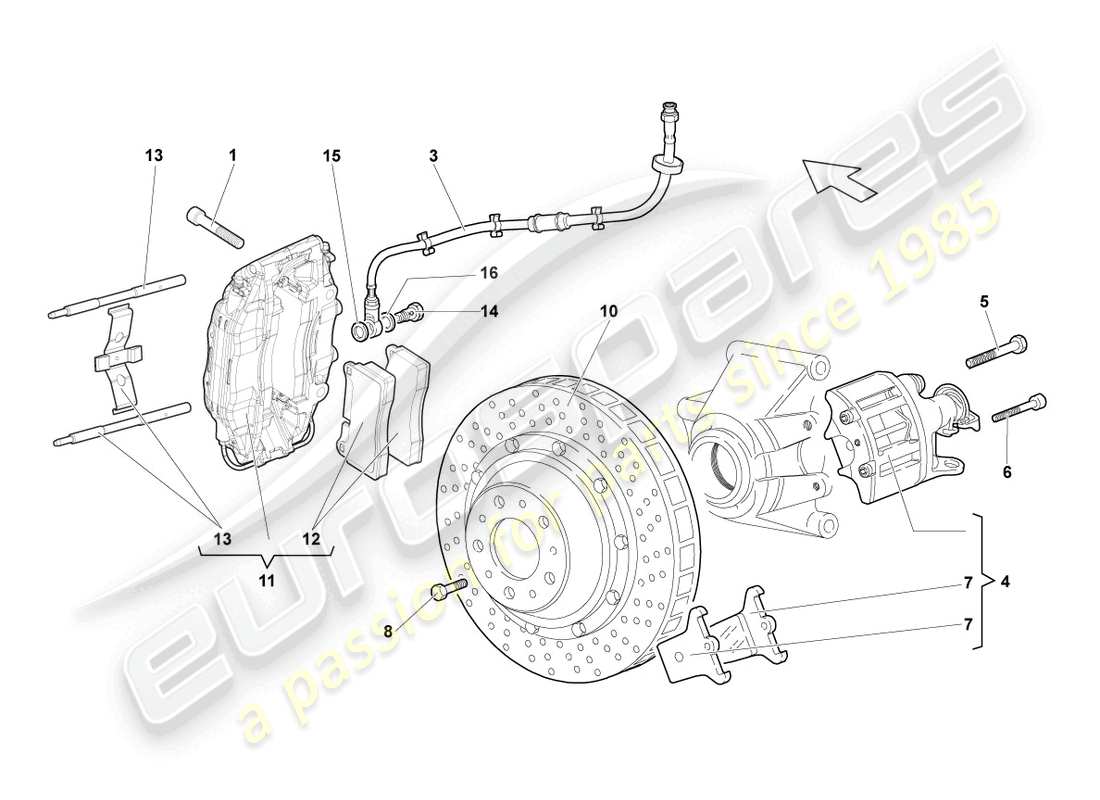 lamborghini reventon freno de disco trasero diagrama de piezas