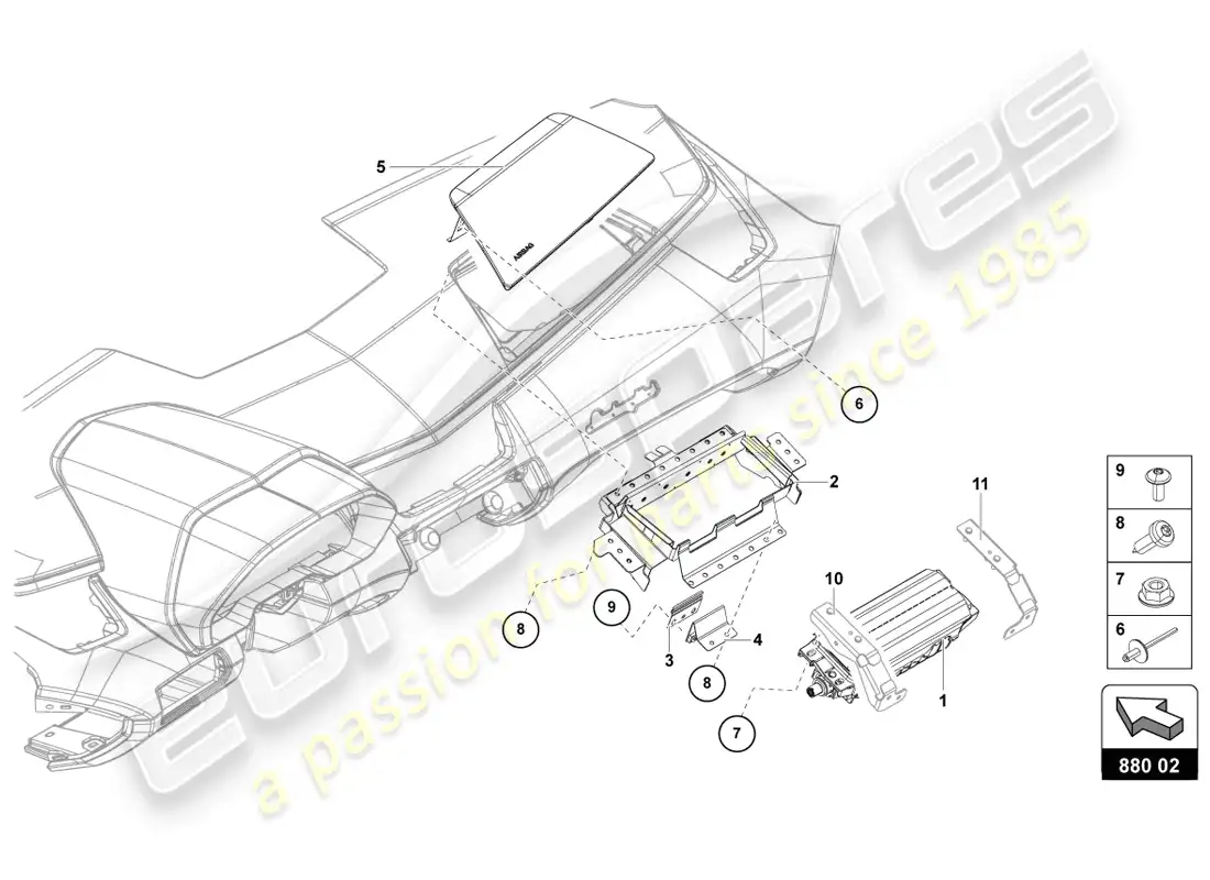 lamborghini lp720-4 coupe 50 (2014) diagrama de piezas de la unidad de airbag