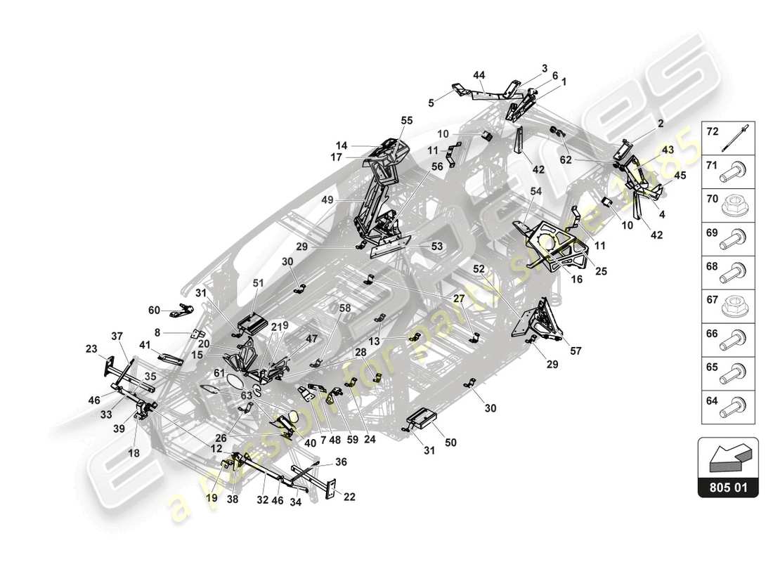 lamborghini gt3 evo (2018) soportes diagrama de piezas