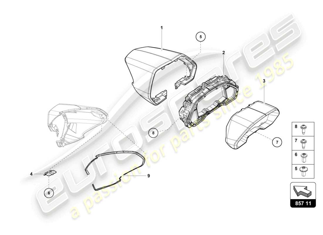 lamborghini ultimae (2022) diagrama de piezas del instrumento combi