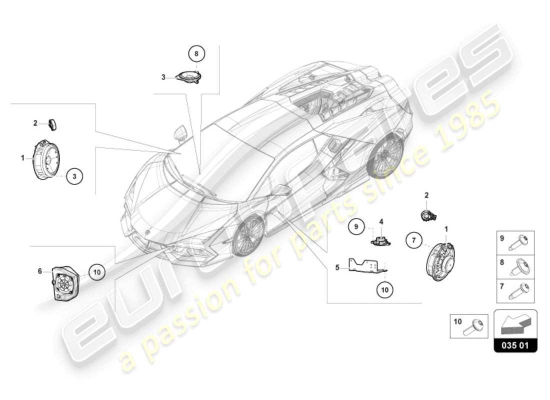 lamborghini revuelto coupe (2024) altoparlante diagrama de piezas