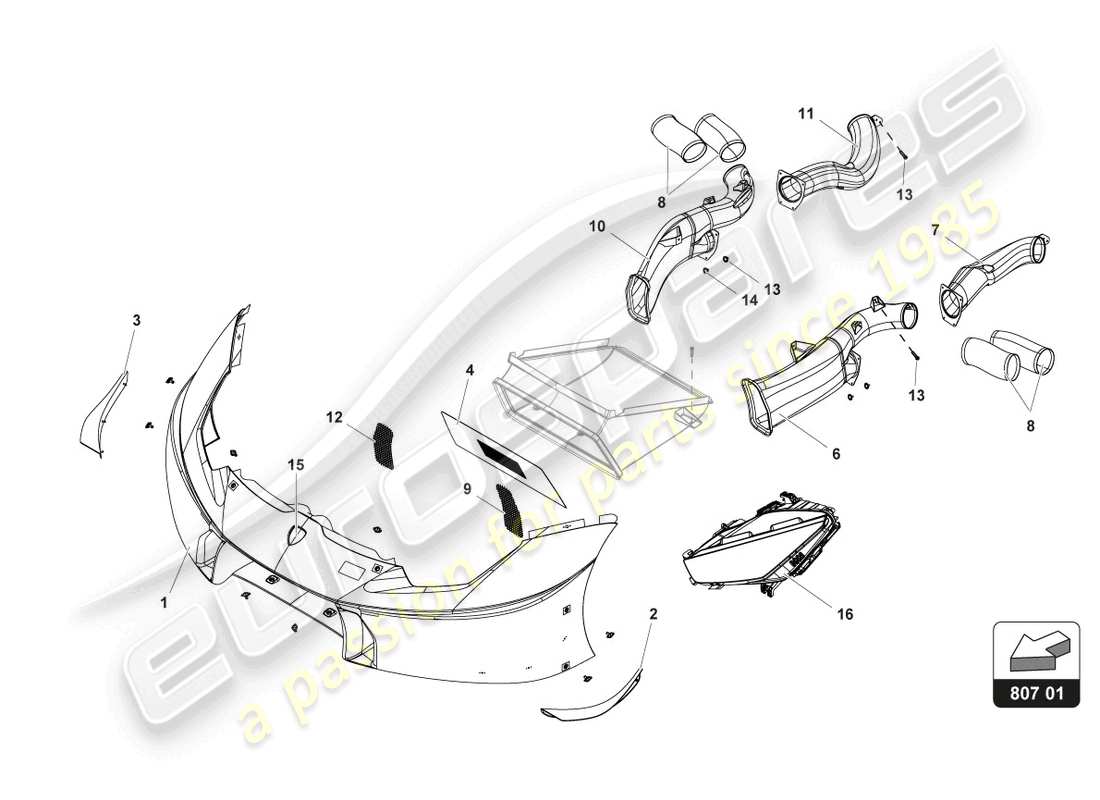 lamborghini 2017 (gt3) diagrama de piezas carrocería delantera