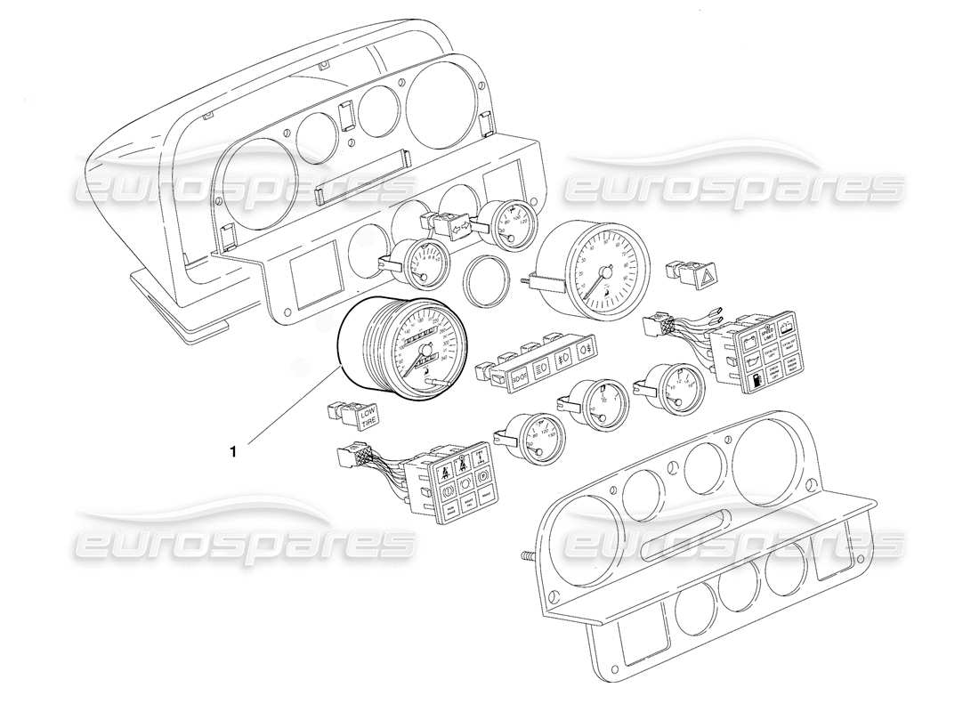 lamborghini diablo (1991) diagrama de piezas de instrumentos del panel (válido para la versión de ee. uu.: 1991 de septiembre)