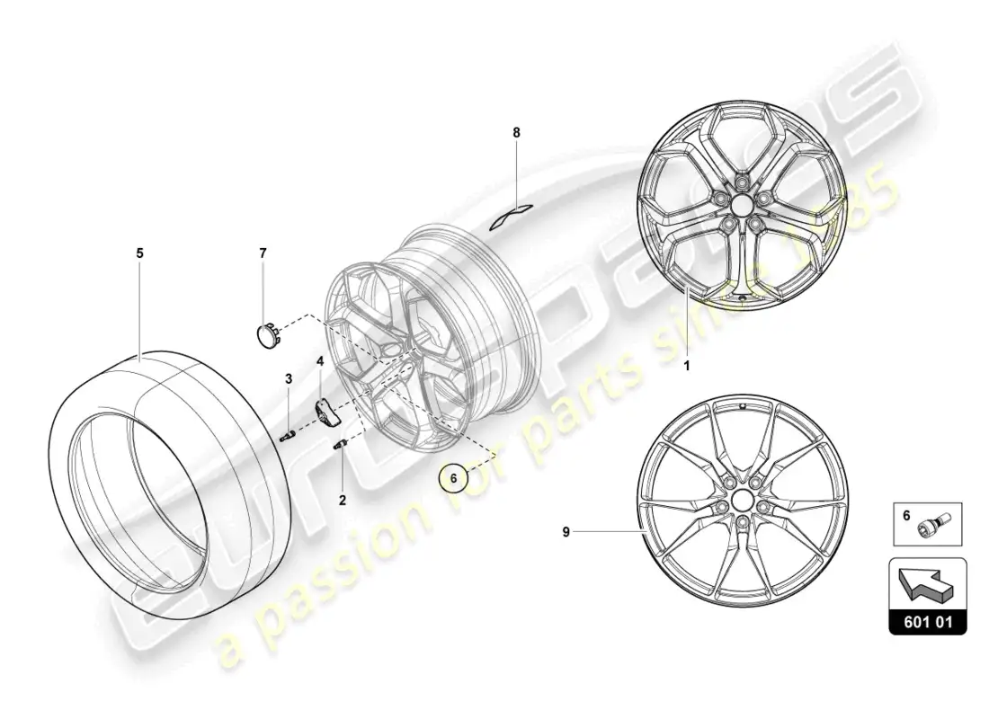 lamborghini lp700-4 roadster (2017) ruedas/neumáticos delanteros diagrama de piezas