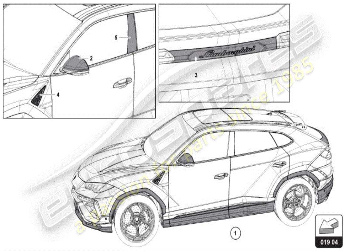 lamborghini urus performante (accessories) pieza genuina diagrama de piezas