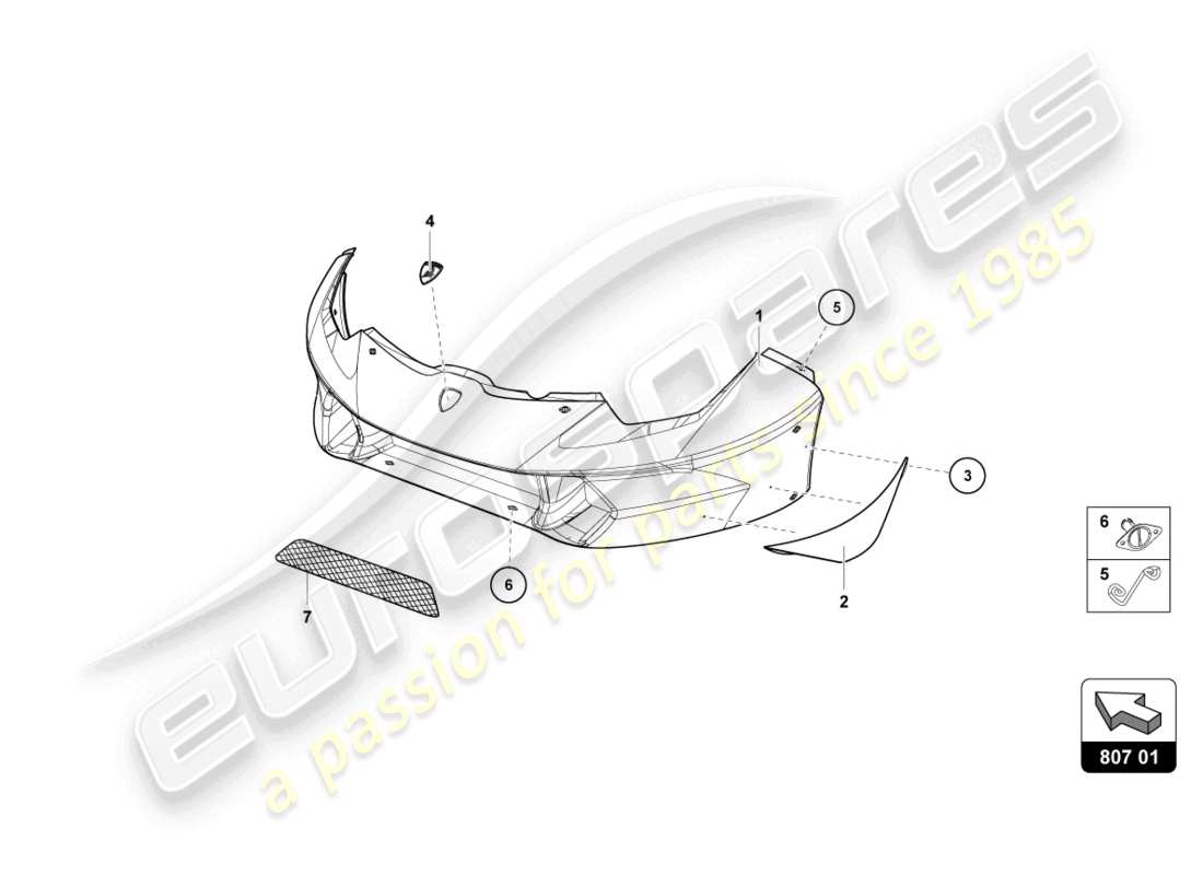 lamborghini 2016 (super trofeo) diagrama de piezas del parachoques delantero