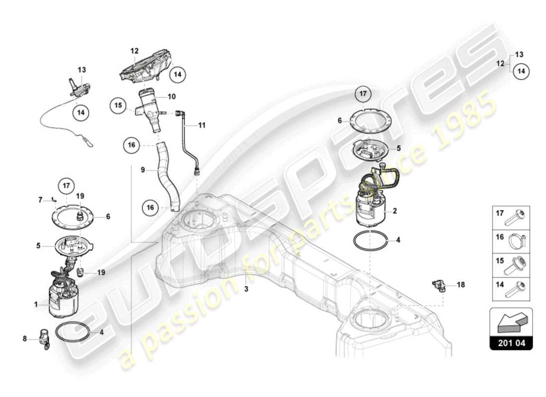 lamborghini revuelto coupe (2024) depósito de combustible diagrama de piezas