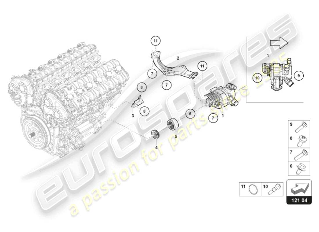 lamborghini revuelto coupe (2024) sistema de agua de la bomba de refrigerante diagrama de piezas