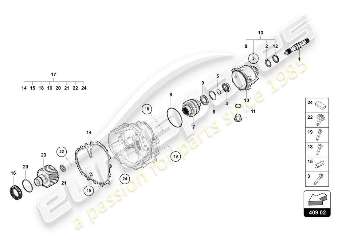 lamborghini urus (2021) diferencial delantero diagrama de piezas