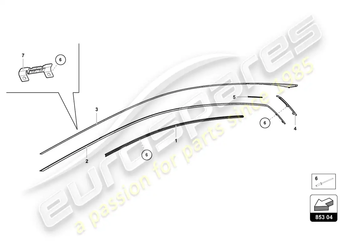 lamborghini performante coupe (2019) molduras diagrama de piezas
