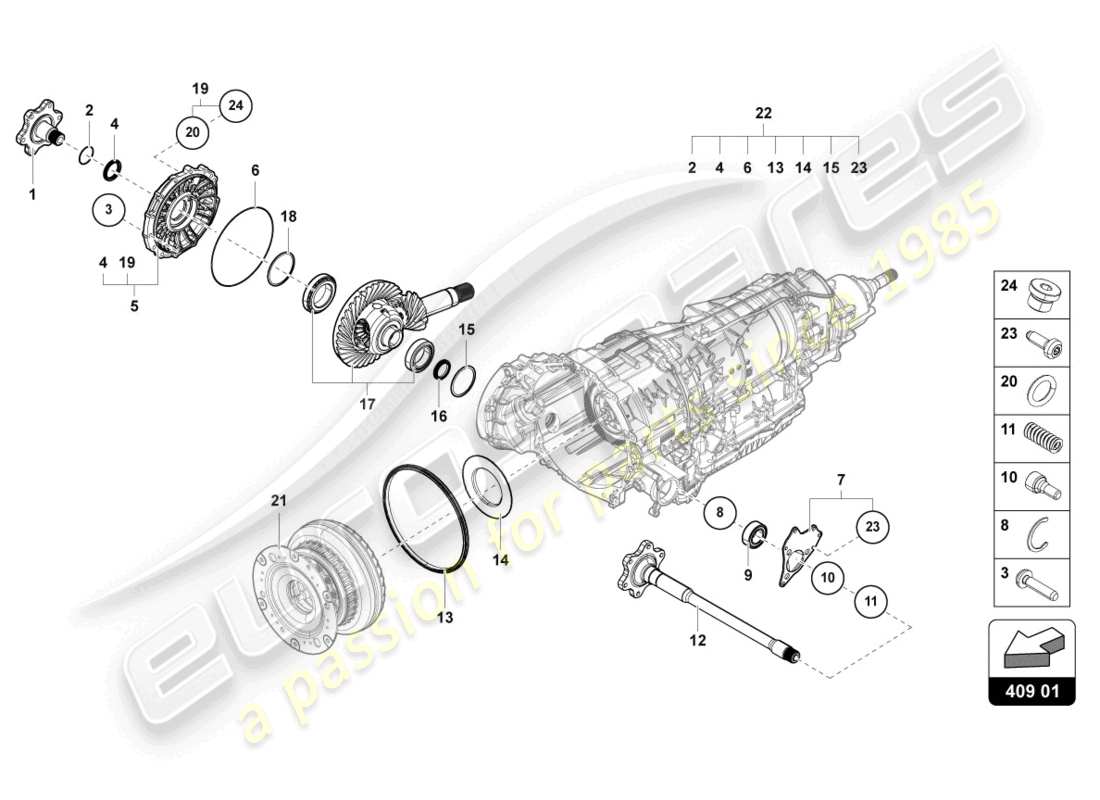 lamborghini urus (2020) diagrama de pieza diferencial