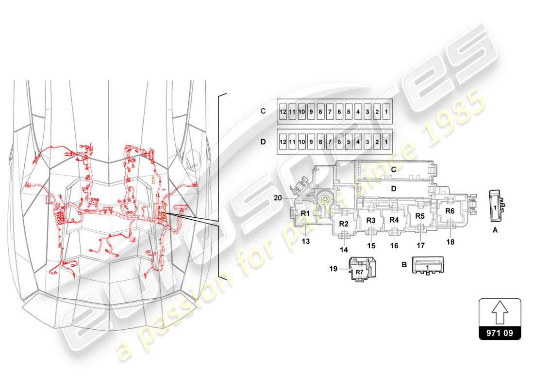 lamborghini ultimae (2022) diagrama de piezas de fusibles